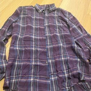 Purple Plaid Button-Up Shirt